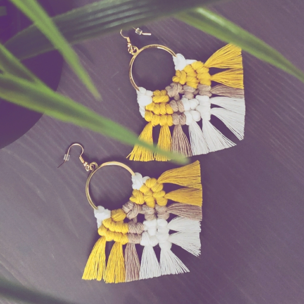 Multicolored earrings, macrame, homemade